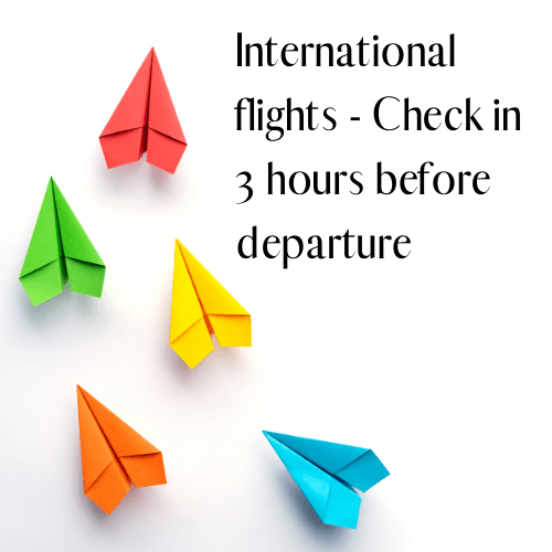 international flights check in 3 hours before